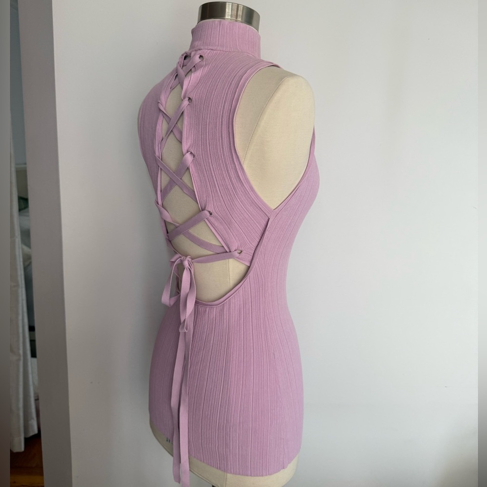 Proenza Schouler Lilac Lace-Up Sweater Tank Top